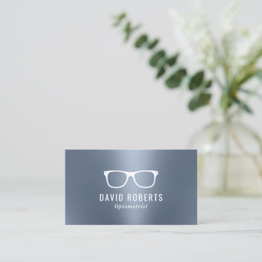 Optometrist Eye Glasse Modern Dusty Blue Visitekaartje (Staand voorkant)