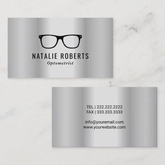 Optometrist Eye Glasses modern zilver Visitekaartje (Voorkant / Achterkant)