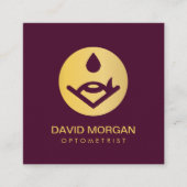 Optometrist Eye Logo Bourgogne en goud Vierkante Visitekaartje (Voorkant)