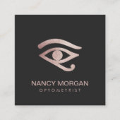 Optometrist Eye Logo Roos Gold Glitter Vierkante Visitekaartje (Voorkant)