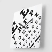 Optometrist Eyechart Clock Vierkante Klok (Hoek)