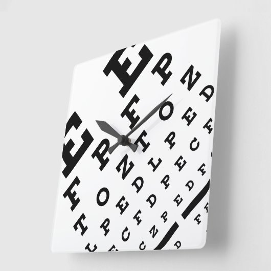 Optometrist Eyechart Clock Vierkante Klok (Hoek)