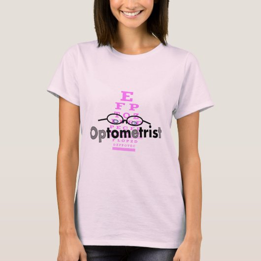 Optometrist Gifts, Eyeglassen en Eyechart Design T-shirt (Voorkant)