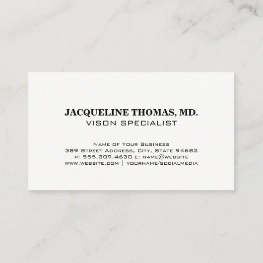 Optometrist | Grafiek van het Oogexamen en bril Afsprakenkaartje (Achterkant)