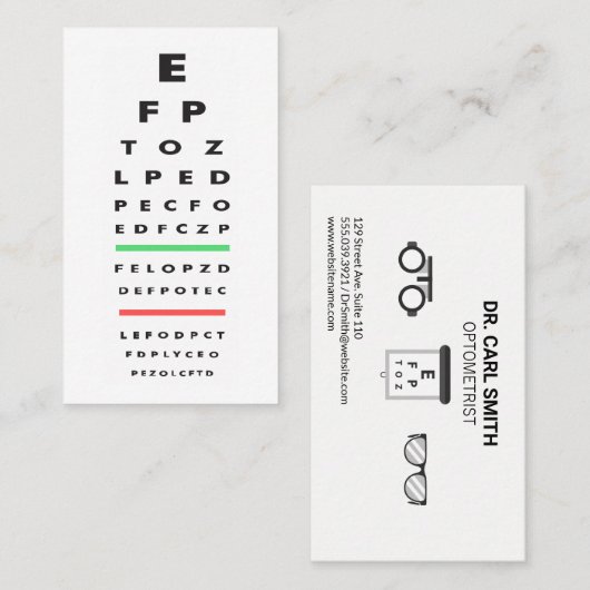 optometrist | Grafiek voor oogonderzoek | Vision C Afsprakenkaartje (Voorkant / Achterkant)