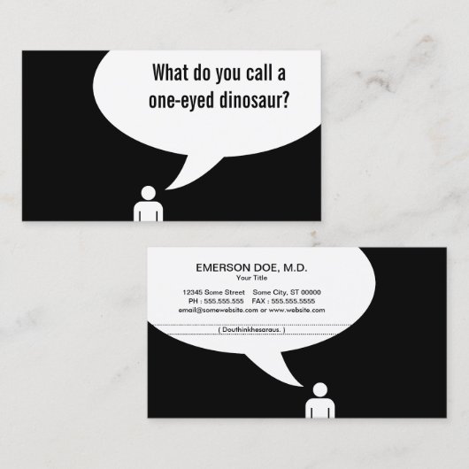 optometrist grap / dinosaurus grap visitekaartje (Voorkant / Achterkant)