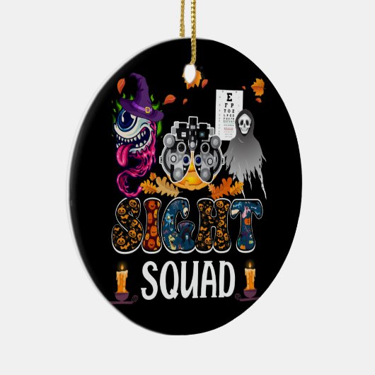 Optometrist Halloween Sight Squad Witch Pumpkin op Keramisch Ornament (Rechts)