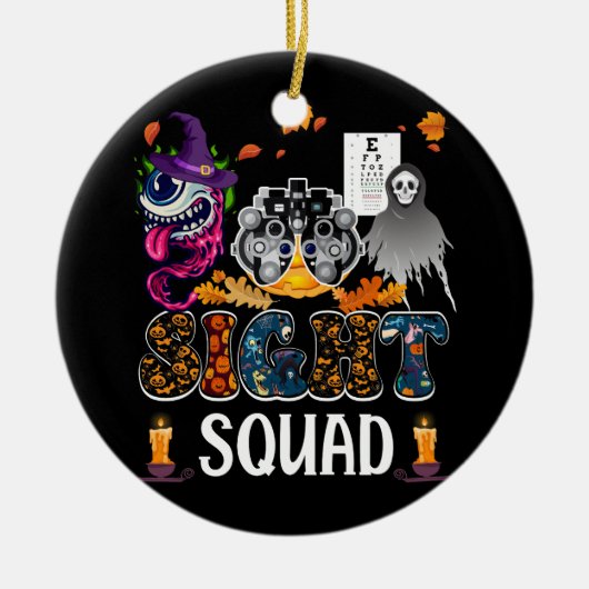 Optometrist Halloween Sight Squad Witch Pumpkin op Keramisch Ornament (Voorkant)