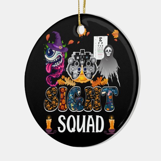 Optometrist Halloween Sight Squad Witch Pumpkin op Keramisch Ornament (Links)