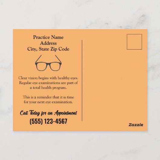 Optometrist Herinnering voor afspraak Briefkaart (Achterkant)