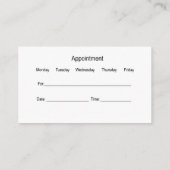 Optometrist-kaart voor een oogarts visitekaartje (Achterkant)