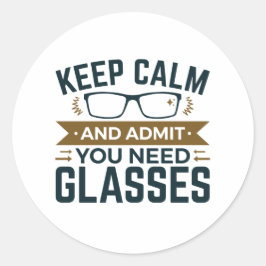 Optometrist Keep Calm Advertentie U heeft bril nod Ronde Sticker