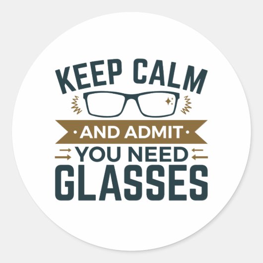 Optometrist Keep Calm Advertentie U heeft bril nod Ronde Sticker (Voorkant)