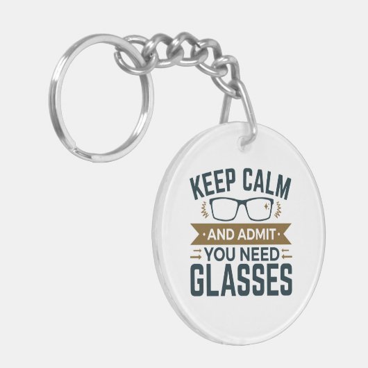 Optometrist Keep Calm Advertentie U heeft bril nod Sleutelhanger (Voorkant Links)