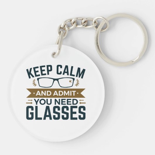 Optometrist Keep Calm Advertentie U heeft bril nod Sleutelhanger (Achterkant)