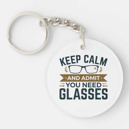 Optometrist Keep Calm Advertentie U heeft bril nod Sleutelhanger (Voorkant)
