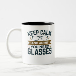 Optometrist Keep Calm Advertentie U heeft bril nod Tweekleurige Koffiemok