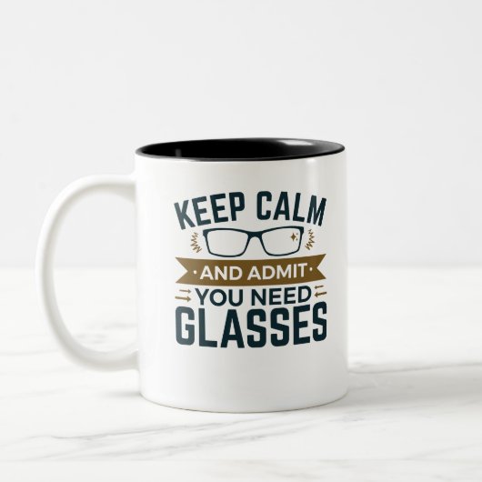 Optometrist Keep Calm Advertentie U heeft bril nod Tweekleurige Koffiemok (Links)