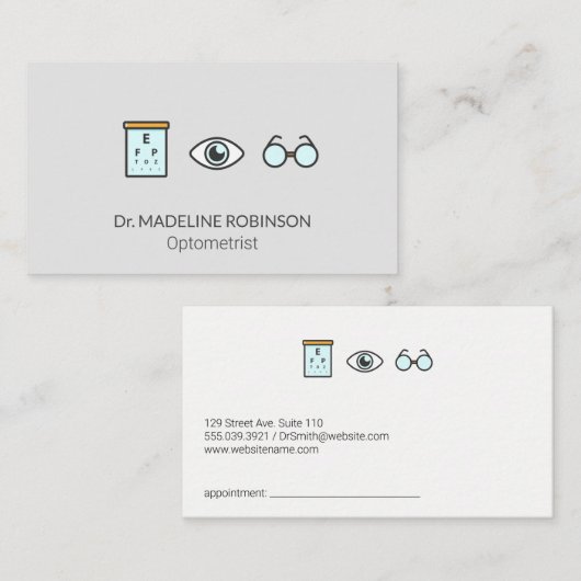 optometrist | Medisch arts | Oogonderzoek Afsprakenkaartje (Voorkant / Achterkant)