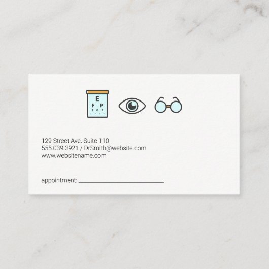 Optometrist | Medische grafiek Afsprakenkaartje (Achterkant)