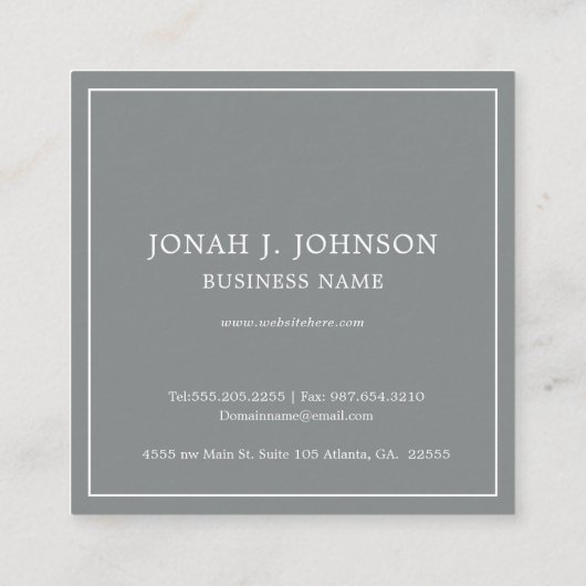 Optometrist minimalistisch zwart | Grijze grens Vierkante Visitekaartje (Achterkant)