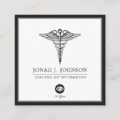 Optometrist minimalistisch zwart | Grijze grens Vierkante Visitekaartje (Voorkant)