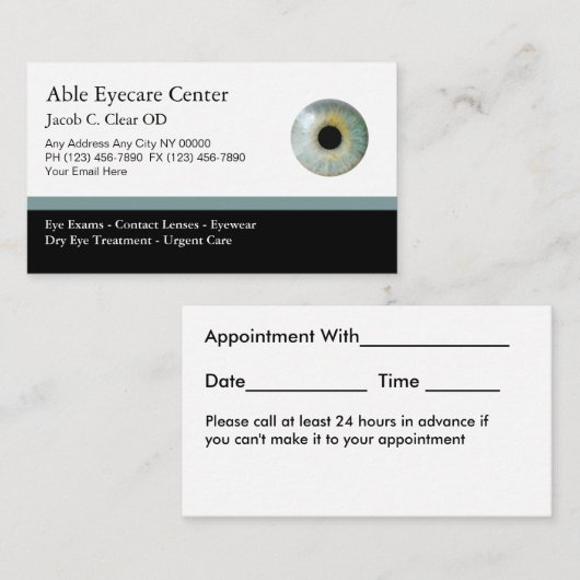 Optometrist Modern Appointment Visitekaartjes Afsprakenkaartje (Voorkant / Achterkant)