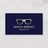 Optometrist Modern Eyewear Eye Glasses Navy Gold Visitekaartje (Voorkant)