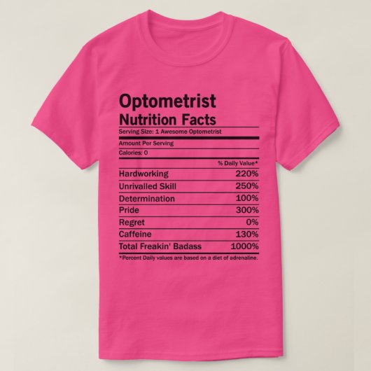 Optometrist Nutrition Facts 1 T-shirt (Design voorkant)