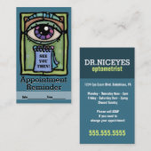 Optometrist.Oftalmologen.Oogexamen.Benoeming Afsprakenkaartje (Voorkant / Achterkant)