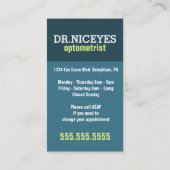 Optometrist.Oftalmologen.Oogexamen.Benoeming Afsprakenkaartje (Achterkant)