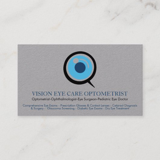 Optometrist Oftalmoloog Oogspecialist grijs Visitekaartje (Voorkant)