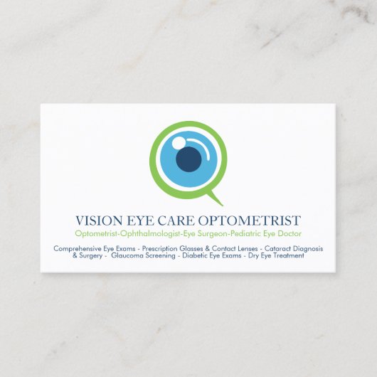 Optometrist Oftalmoloog Oogspecialist Visitekaartje (Voorkant)