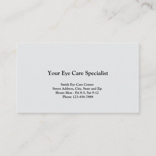 Optometrist oftalmoloog Visitekaartje (Achterkant)