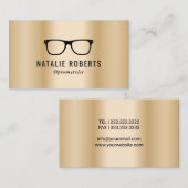 Optometrist oogbril Modern Gold Metallic Visitekaartje (Voorkant / Achterkant)