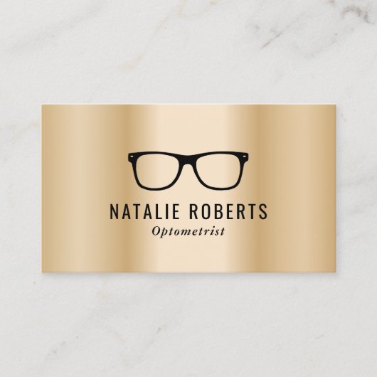 Optometrist oogbril Modern Gold Metallic Visitekaartje (Voorkant)
