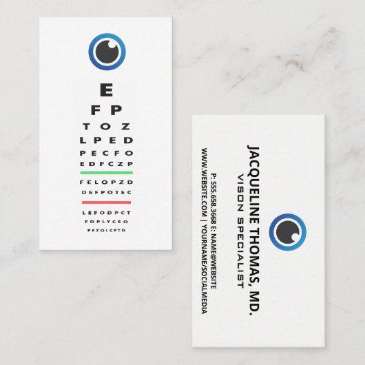 Optometrist | Oogexamen | Oogpictogram Afsprakenkaartje (Voorkant / Achterkant)