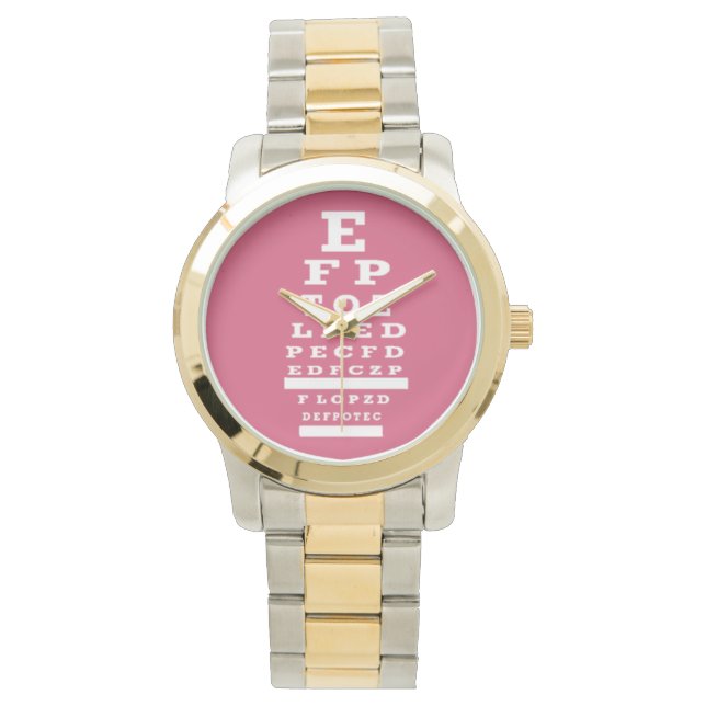 Optometrist Ooggrafiek Horloge Roze (Voorkant)