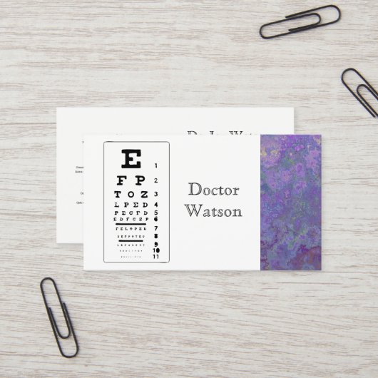 Optometrist oogheelkundige visitekaartje (Voorkant / Achterkant in situ)