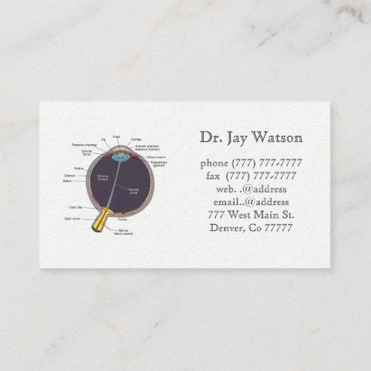 Optometrist oogheelkundige visitekaartje (Achterkant)