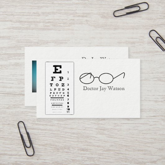 Optometrist oogheelkundige visitekaartje (Voorkant / Achterkant in situ)