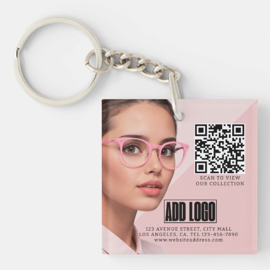 Optometrist Ophthalmology Eyewear Business QR-code Sleutelhanger (Voorkant)