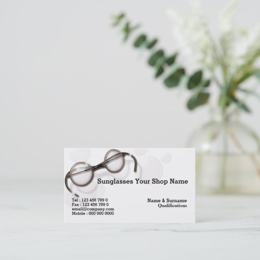 Optometrist optica  zonnebril lijst visitekaartje (Staand voorkant)
