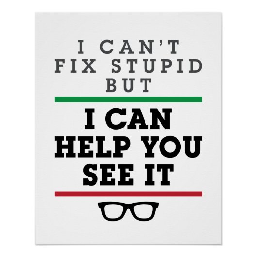 Optometrist Optometrie Oftalmologie Zie Stupid Perfect Poster (Voorkant)