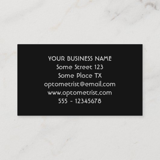 Optometrist Optometrist Test Vision Oftalmoloog Visitekaartje (Achterkant)
