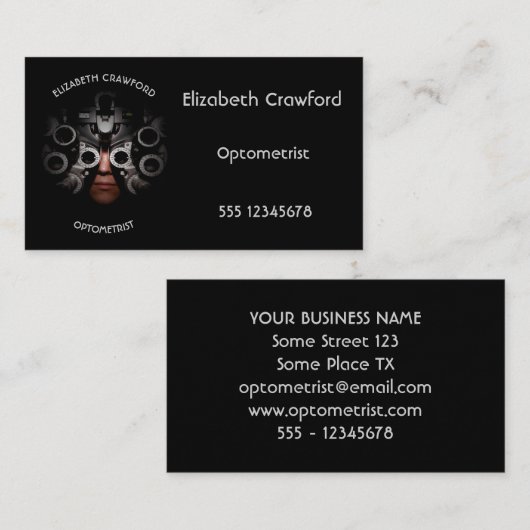 Optometrist Optometrist Test Vision Oftalmoloog Visitekaartje (Voorkant / Achterkant)