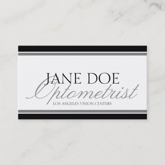 Optometrist Optometry Eye Doctor Silver Script Visitekaartje (Voorkant)