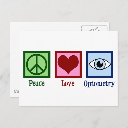 Optometrist Peace Love Optometry Blue Eye Doctor Briefkaart (Voorkant / Achterkant)