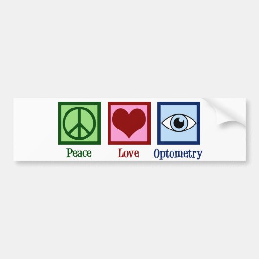 Optometrist Peace Love Optometry Blue Eye Doctor Bumpersticker (Voorkant)