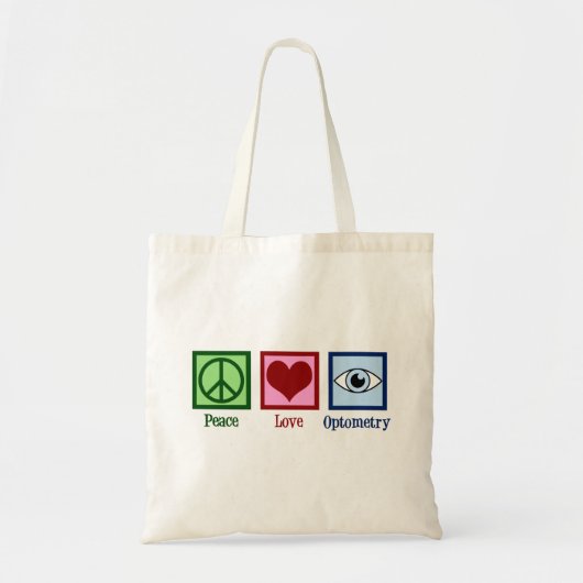 Optometrist Peace Love Optometry Kantoor Tote Bag (Voorkant)